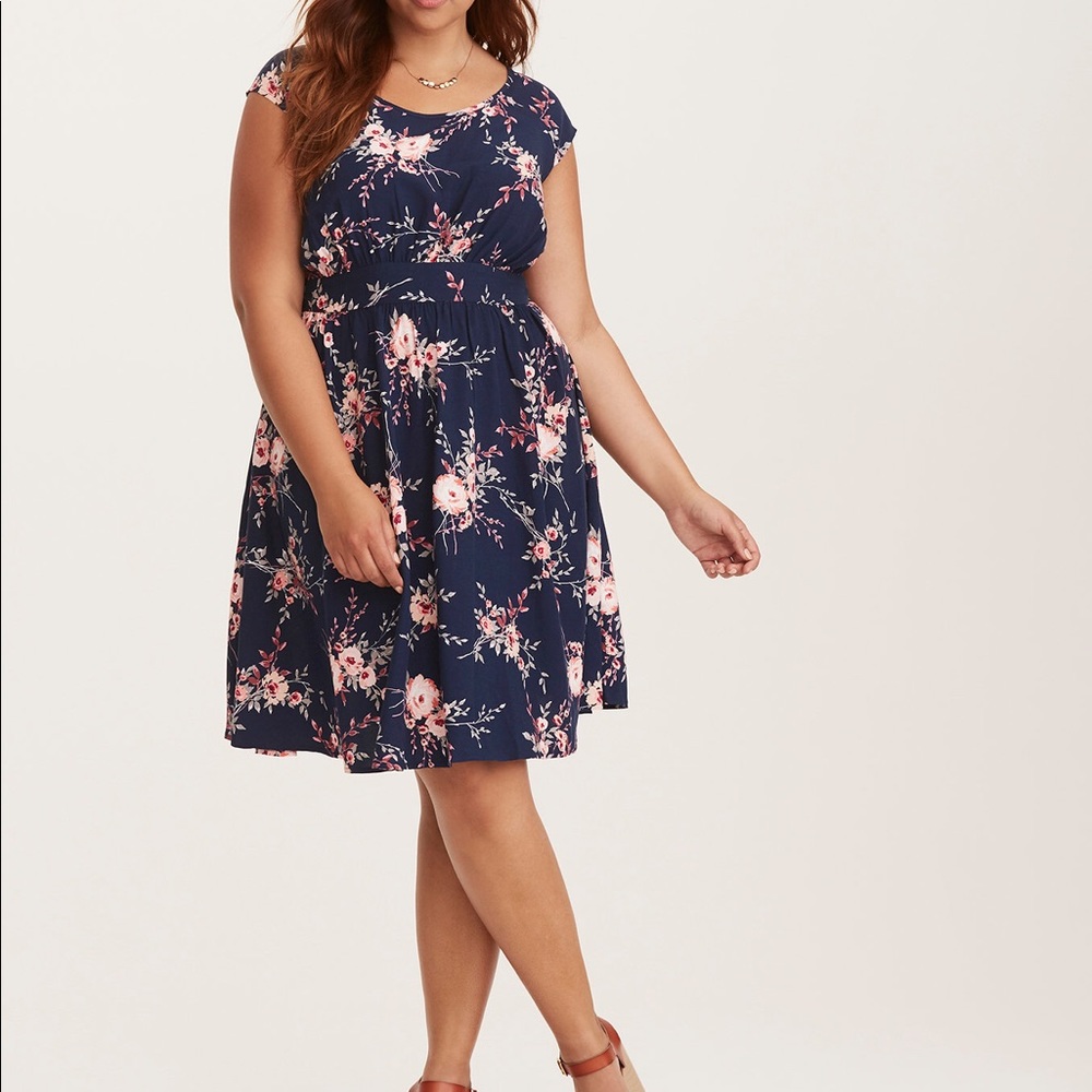 Floral Print Challis Open Back Dress Torrid